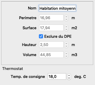 Paramétrage de la pièce mitoyenne